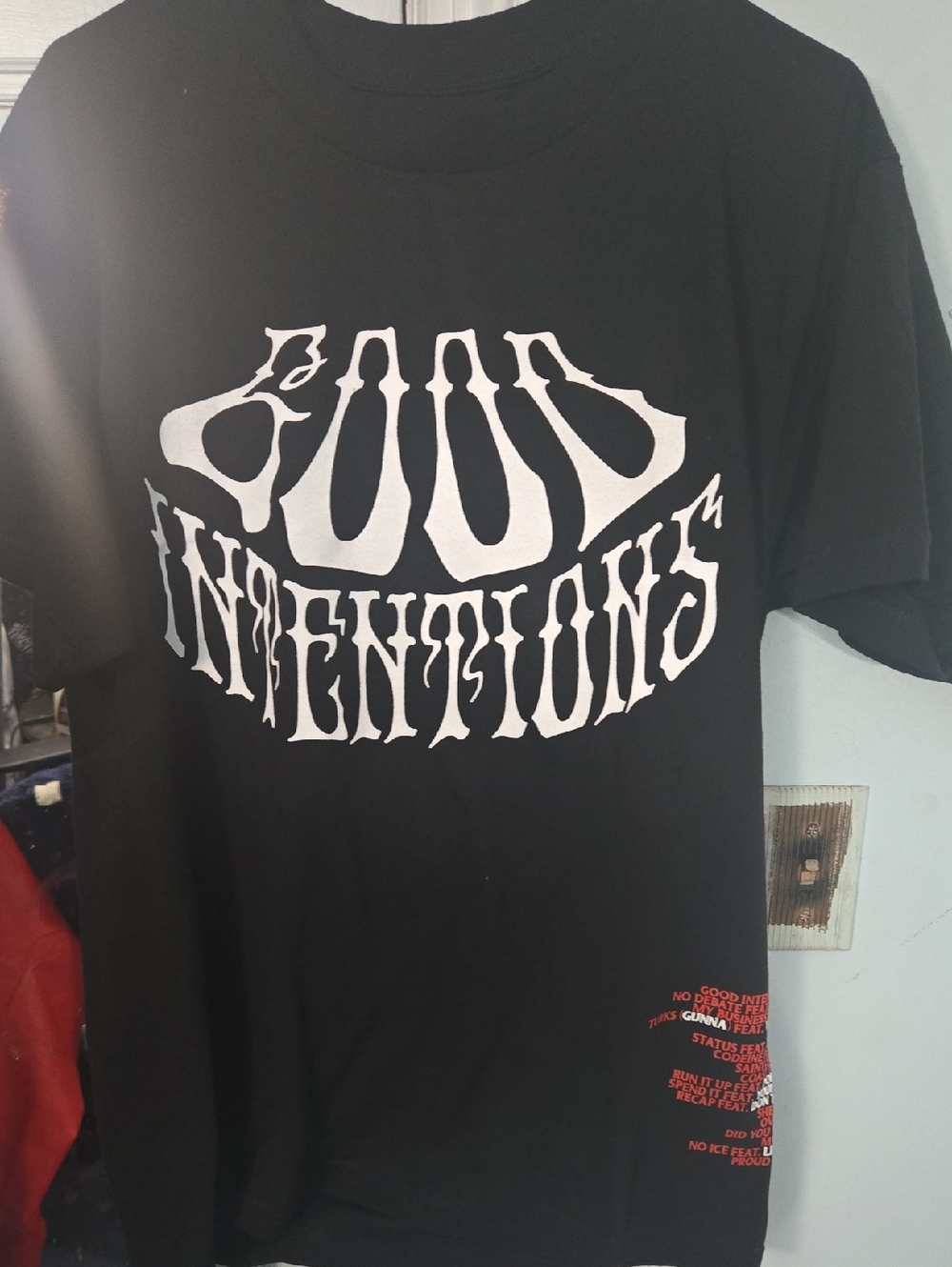 VLONE Black 'Good Intentions' Graphic Tee with White Print